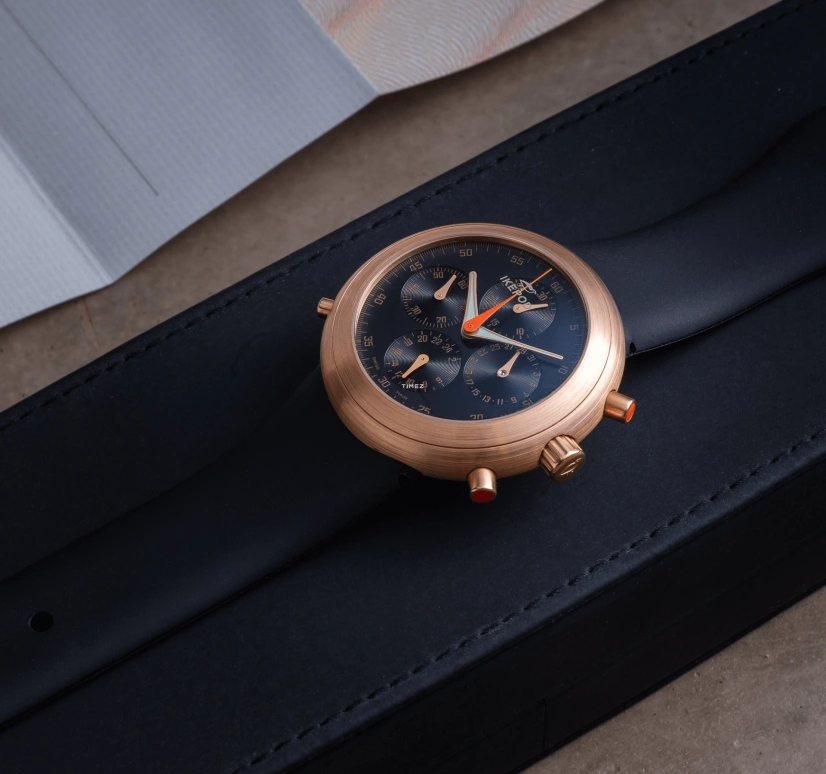 Ikepod,Hemipode ,Rose Gold,Black,Chronograph,Day,Dule Time,HDR99