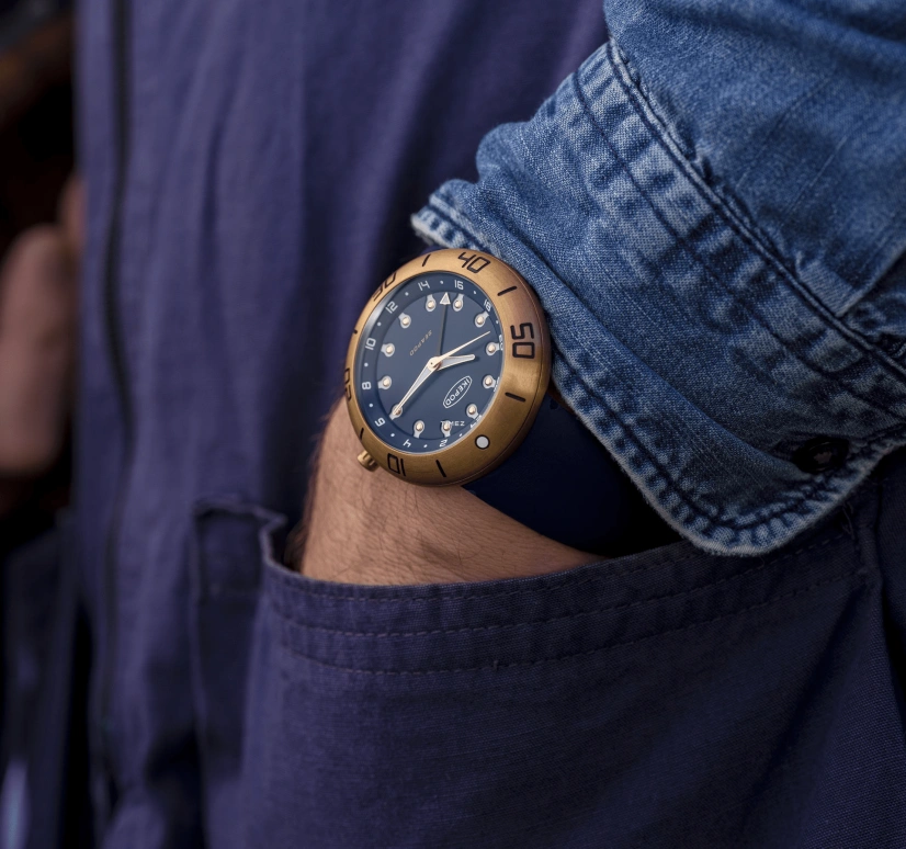 Ikepod,Seapod 46mm,46mm,Bronze,Blue,Automatic,Dule Time,Sapphire,Crystal Glass,S005,S005-SI-LC