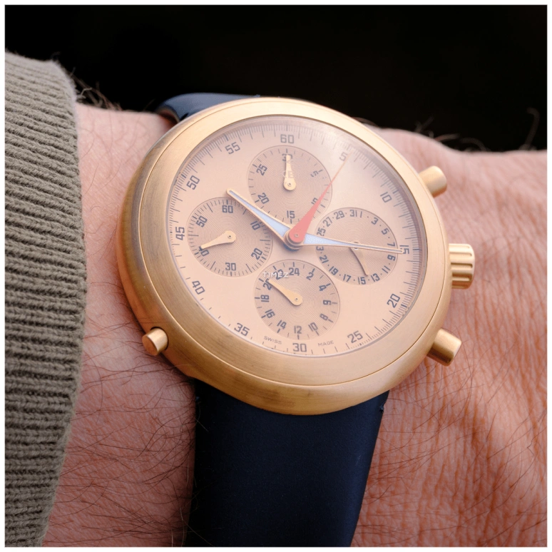 Ikepod,Hemipode ,Rose Gold,Gold,Chronograph,Day,Dule Time,Gold Used HDR 77