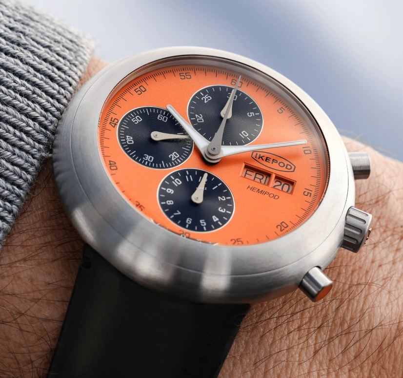 Ikepod,Hemipode 44mm,44mm,Titanium,Orange,Automatic,Chronograph,Date,Day,HE11,HE11-RU-LB