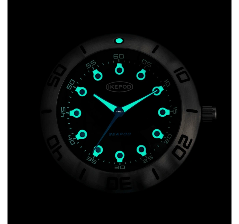 Ikepod,Seapod 46mm,46mm,Stainless Steel,Blue,Automatic,Sapphire,Crystal Glass,Round,S002,S002-SI-LN