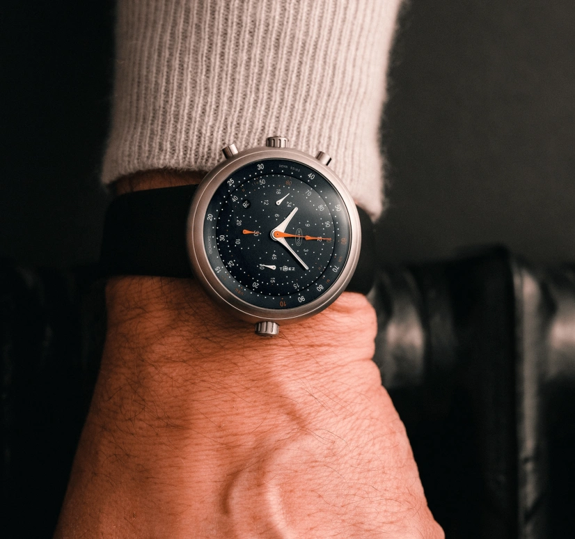 Ikepod,Skypod 46mm,46mm,Titanium,Black,Automatic,Chronograph,Day,Dule Time,GMT,Sapphire,Crystal Glass,Round,SK01,SK01-RP-LB