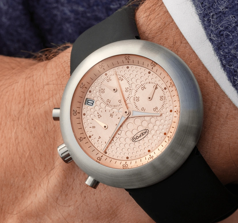 Ikepod,Chronopod 44mm,44mm,Stainless Steel,Rose Gold,Quartz,Chronograph,Day,C003SILB 25