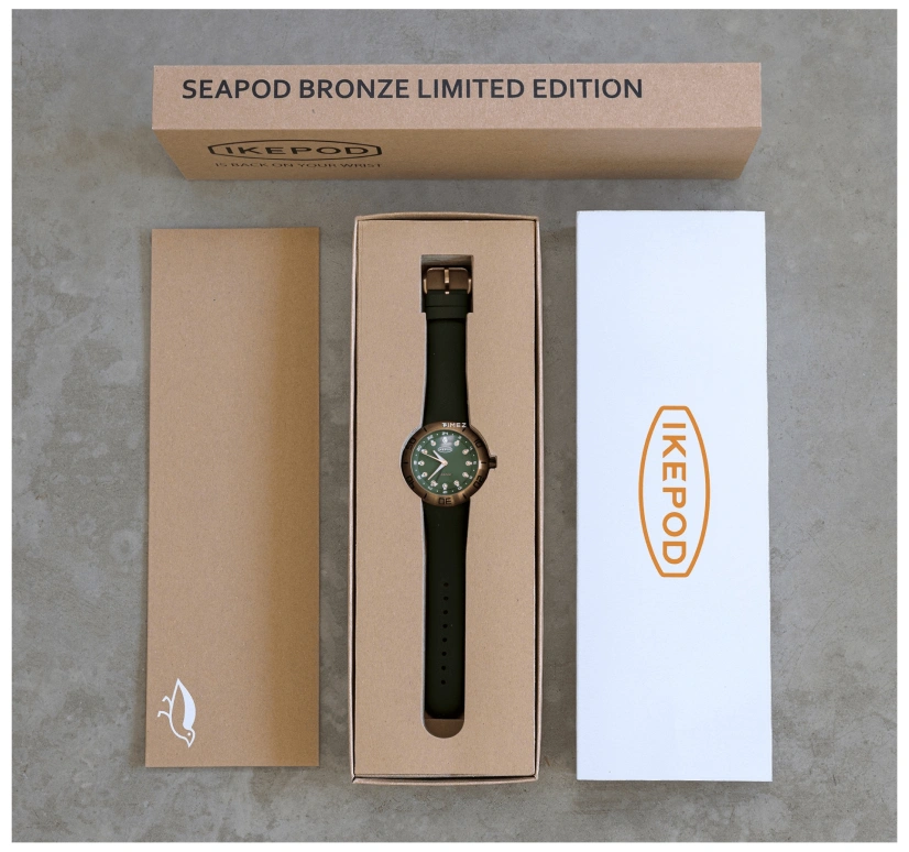 Ikepod,Seapod 46mm,46mm,Bronze,Blue,Automatic,Dule Time,Sapphire,Crystal Glass,S005,S005-SI-LC