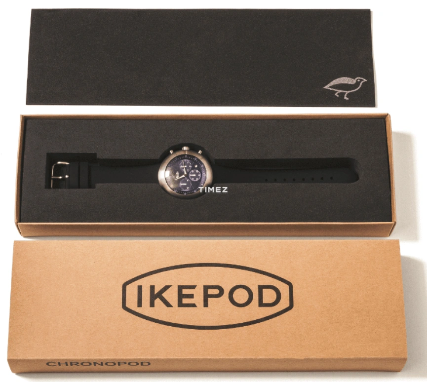 Ikepod,Duopod 42mm,42mm,Stainless Steel,Black,Quartz,Sapphire,Crystal Glass,Round,D015,D015-SI-LB