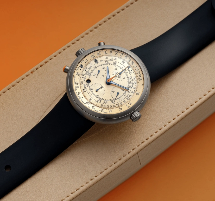 Ikepod,Skypod 46mm,46mm,Titanium,Beige,Automatic,Chronograph,Day,Dule Time,SK02,SK02-Roland