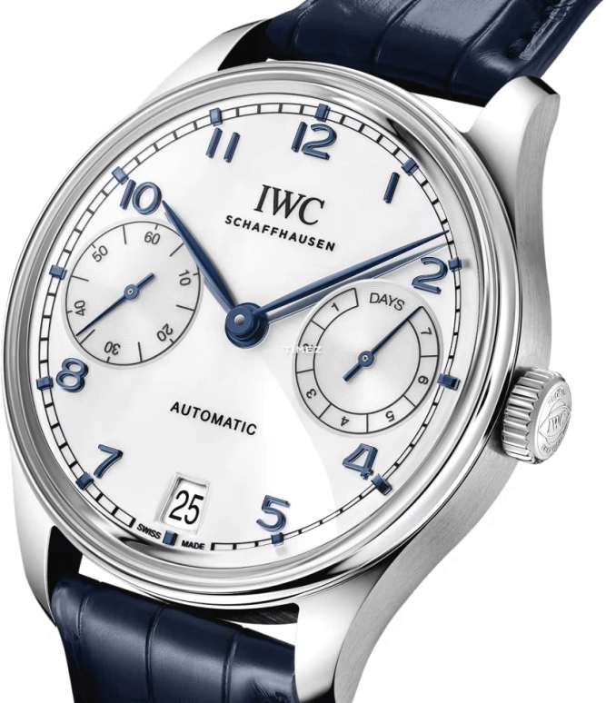 IWC,Portugieser 42.40mm,42.40mm,Stainless Steel,Silver,Automatic,Day,Power Reserve Indicator,IW501702