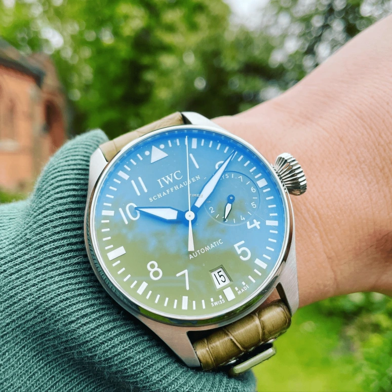 IWC,Big Pilot 46.20mm,46.20mm,Stainless Steel,Green,Automatic,Day,Power Reserve Indicator,IW500407