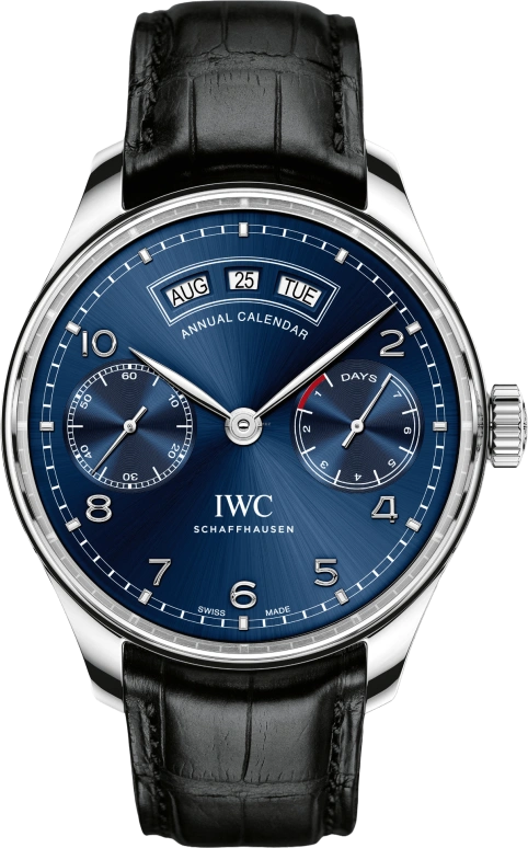 IWC,Portugieser 44.20mm,44.20mm,Stainless Steel,Blue,Automatic,Annual Calendar,Month,Date,Day,168hours,In-house Caliber,IW503502