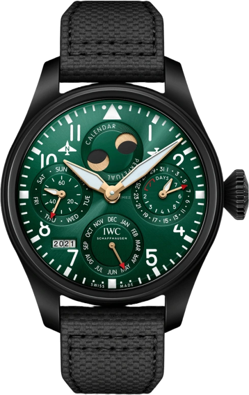 IWC,Big Pilot 46.50mm,46.50mm,Titanium,Ceramic,Green,Automatic,Moonphase,Perpetual Calendar,Month,Date,168hours,In-house Caliber,IW503005