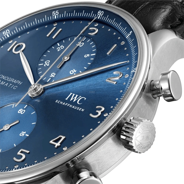 IWC,Portugieser 41mm,41mm,Stainless Steel,Blue,Automatic,Chronograph,Column Wheel,IW371606