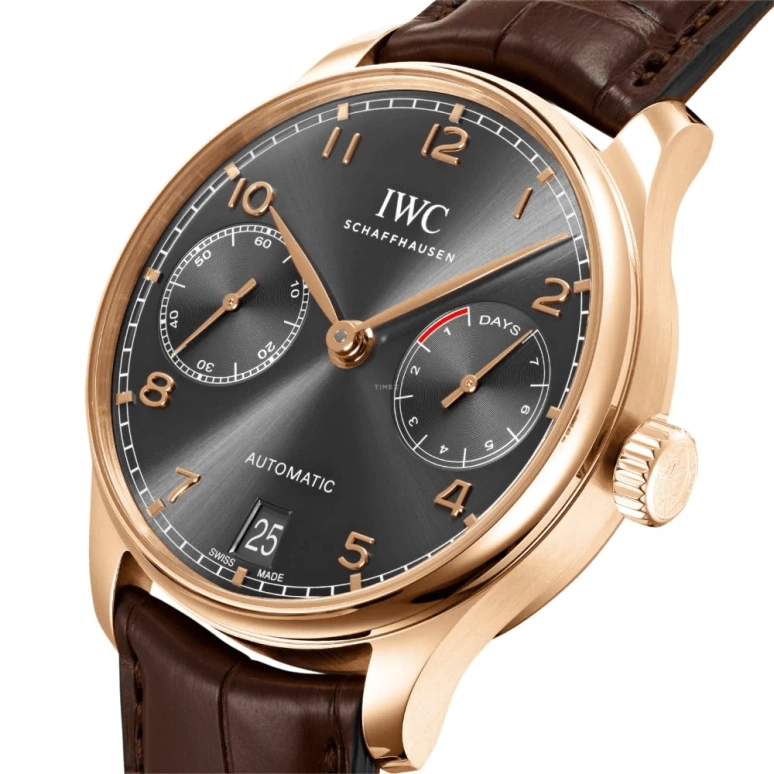 IWC,Portugieser 42.30mm,42.30mm,Red Gold,Grey,Automatic,Chronograph,Date,Power Reserve Indicator,IW500702