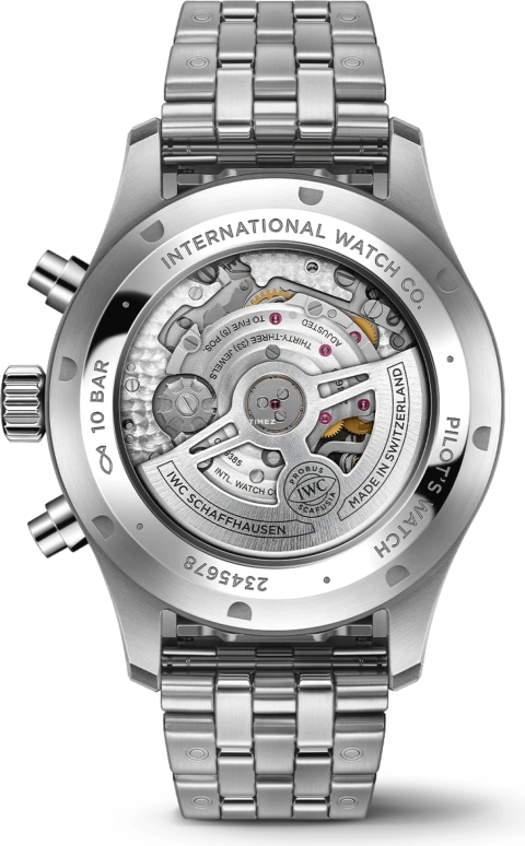IWC,Pilot 43mm,43mm,Stainless Steel,Black,Automatic,Chronograph,Date,Day,IW378002