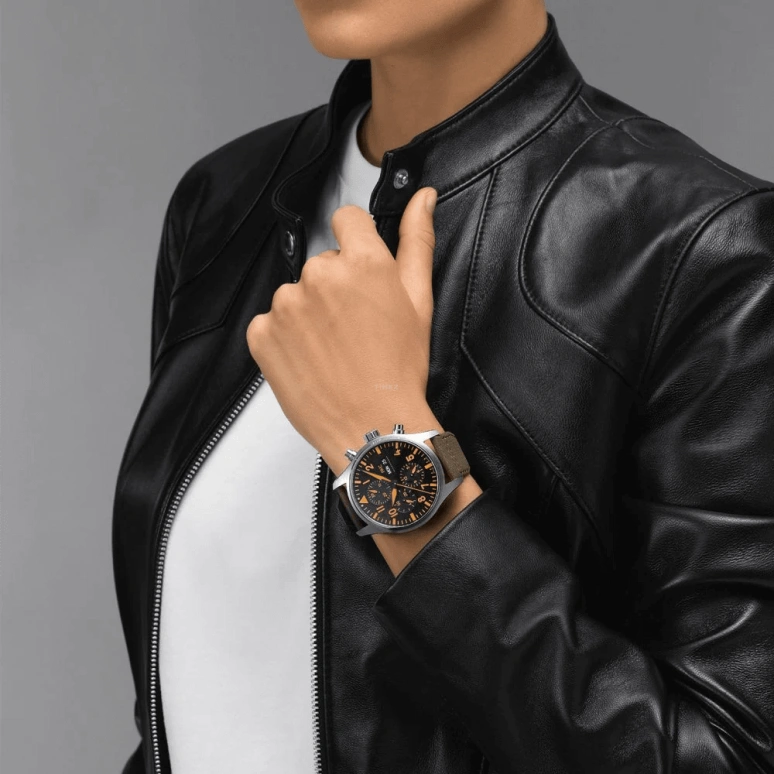 IWC,Pilot 43mm,43mm,Stainless Steel,Black,Automatic,Chronograph,Date,Day,Anti-magnetic,44hours,In-house Caliber,IW377730