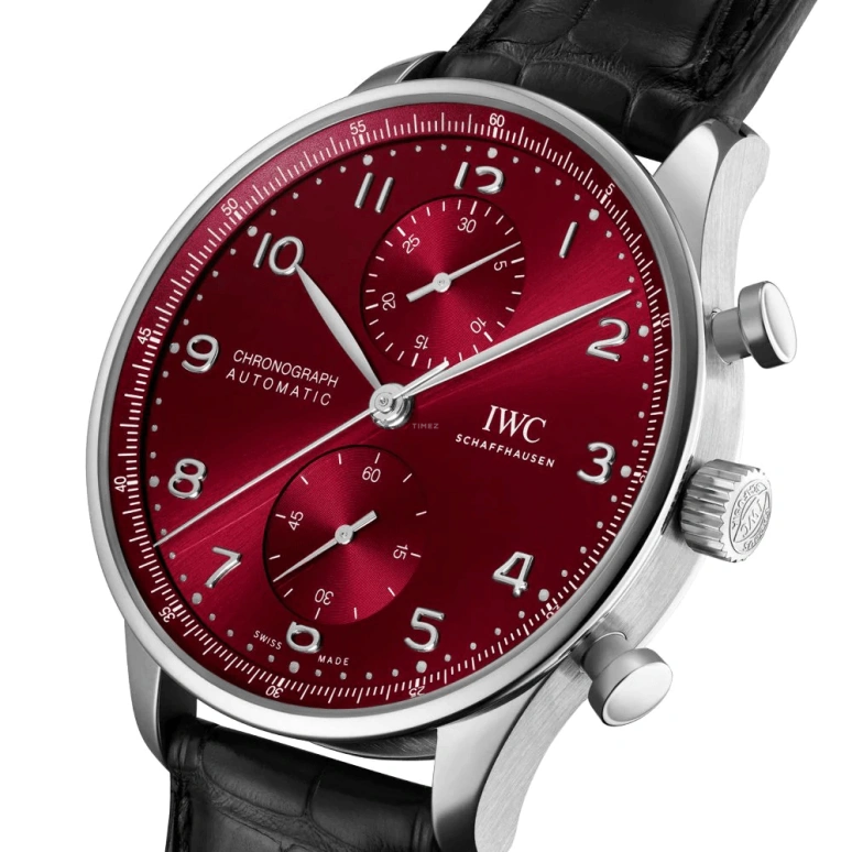 IWC,Portugieser 41mm,41mm,Stainless Steel,Red,Automatic,Chronograph,Column Wheel,IW371616