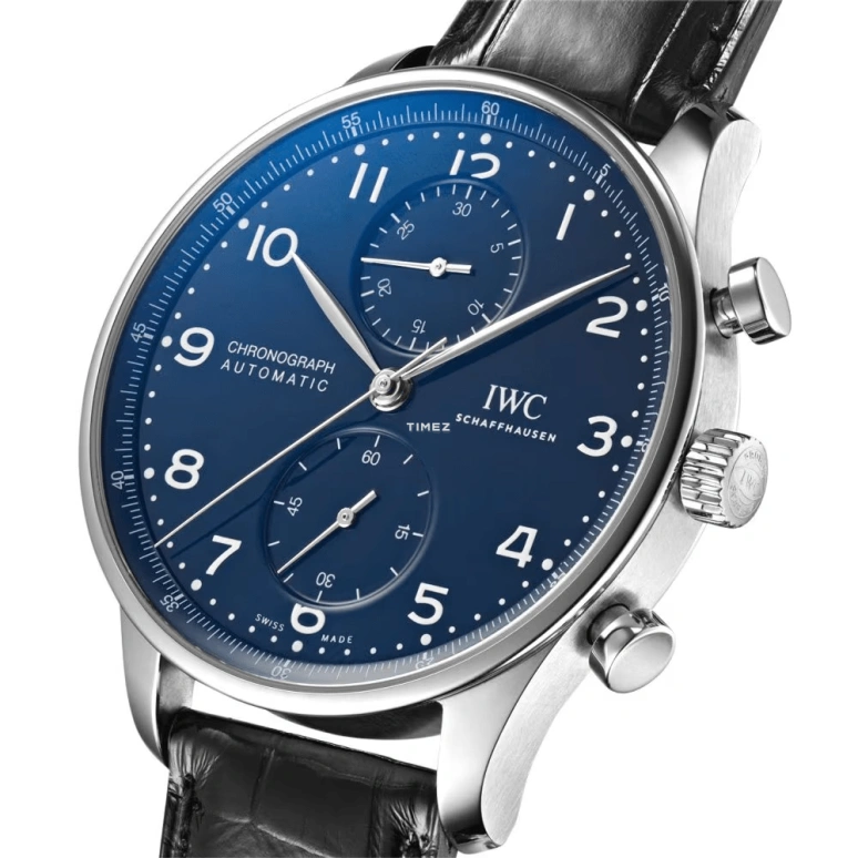 IWC,Portugieser 41mm,41mm,Stainless Steel,Blue,Automatic,Chronograph,46hours,IW371601