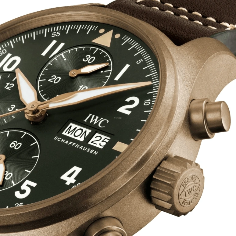 IWC,Pilot 41mm,41mm,Titanium,Bronze,Green,Automatic,Chronograph,Date,Day,Anti-magnetic,48hours,In-house Caliber,IW387902