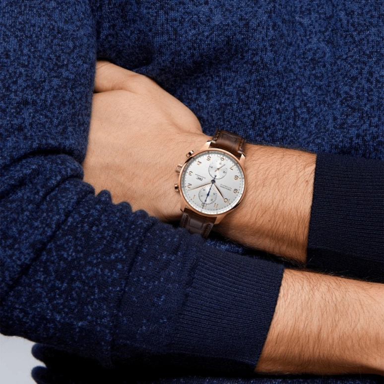 IWC,Portugieser 41mm,41mm,Red Gold,Silver,Automatic,Chronograph,Column Wheel,IW371611