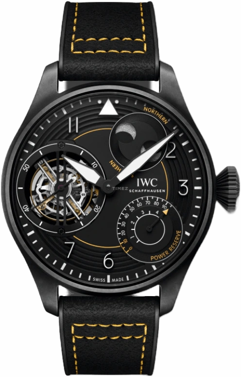 IWC,Big Pilot 46mm,46mm,Ceratanium,Black,Handwound,Moonphase,Power Reserve Indicator,Tourbillon,Constant Force Mechanism,96hours,In-house Caliber,IW590501