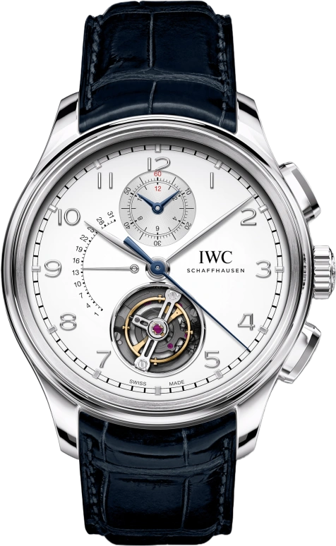 IWC,Portugieser 44mm,44mm,Platinum,Silver,Automatic,Chronograph,Day,Tourbillon,Flyback,68hours,In-house Caliber,IW394006