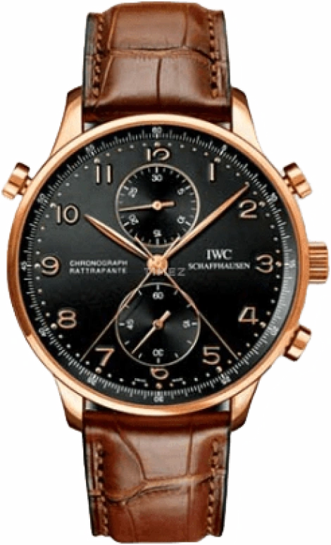 IWC,Portugieser 40.90mm,40.90mm,Rose Gold,Black,Handwound,Chronograph,Rattrapante,IW371210