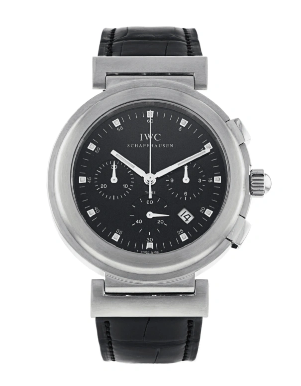IWC,Da Vinci 37mm,37mm,Stainless Steel,Black,Quartz,Chronograph,Day,IW372806