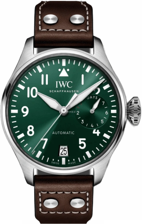 IWC,Big Pilot 46.20mm,46.20mm,Stainless Steel,Green,Automatic,Date,Power Reserve Indicator,IW501015