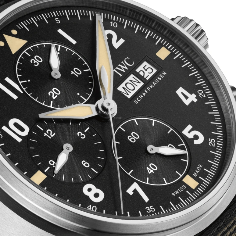 IWC,Pilot 41.10mm,41.10mm,Stainless Steel,Black,Automatic,Chronograph,Date,Day,Anti-magnetic,48hours,In-house Caliber,IW387901