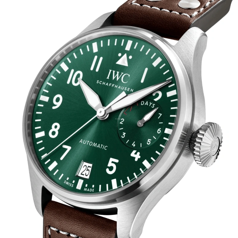 IWC,Big Pilot 46.20mm,46.20mm,Stainless Steel,Green,Automatic,Date,Power Reserve Indicator,IW501015