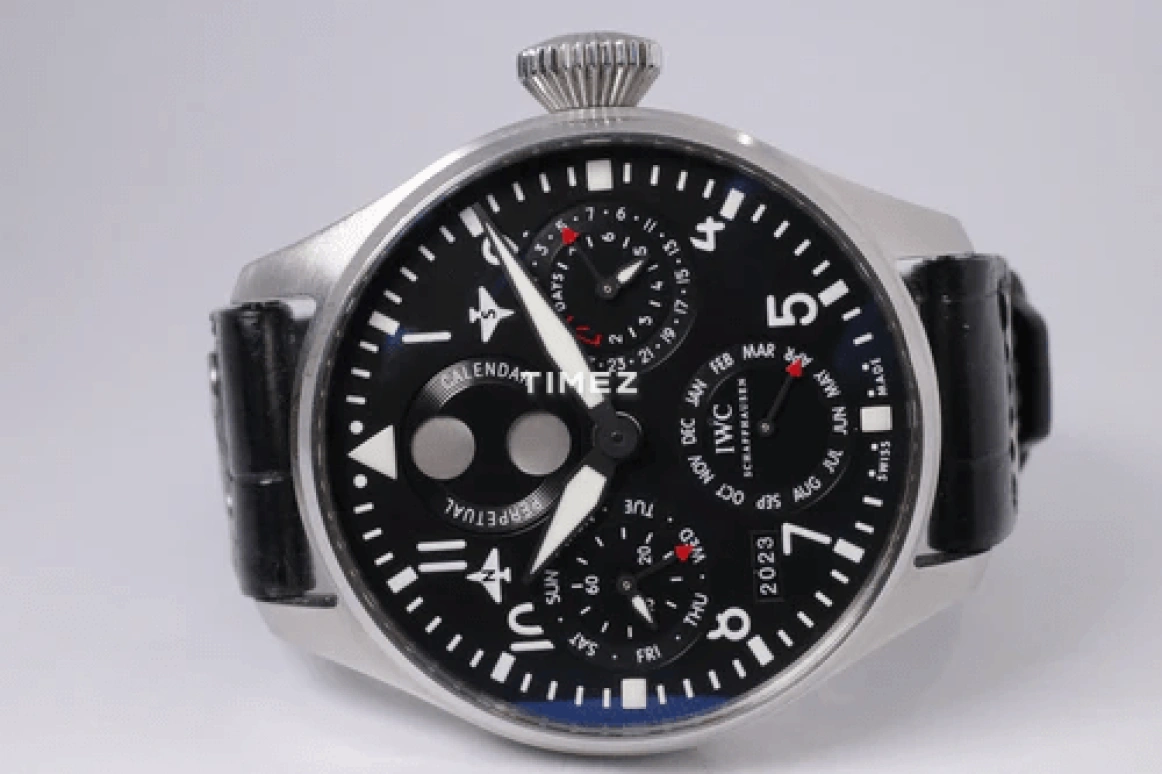 IWC,Big Pilot 46.20mm,46.20mm,Stainless Steel,Black,Automatic,Moonphase,Perpetual Calendar,Month,Date,168hours,In-house Caliber,IW502607