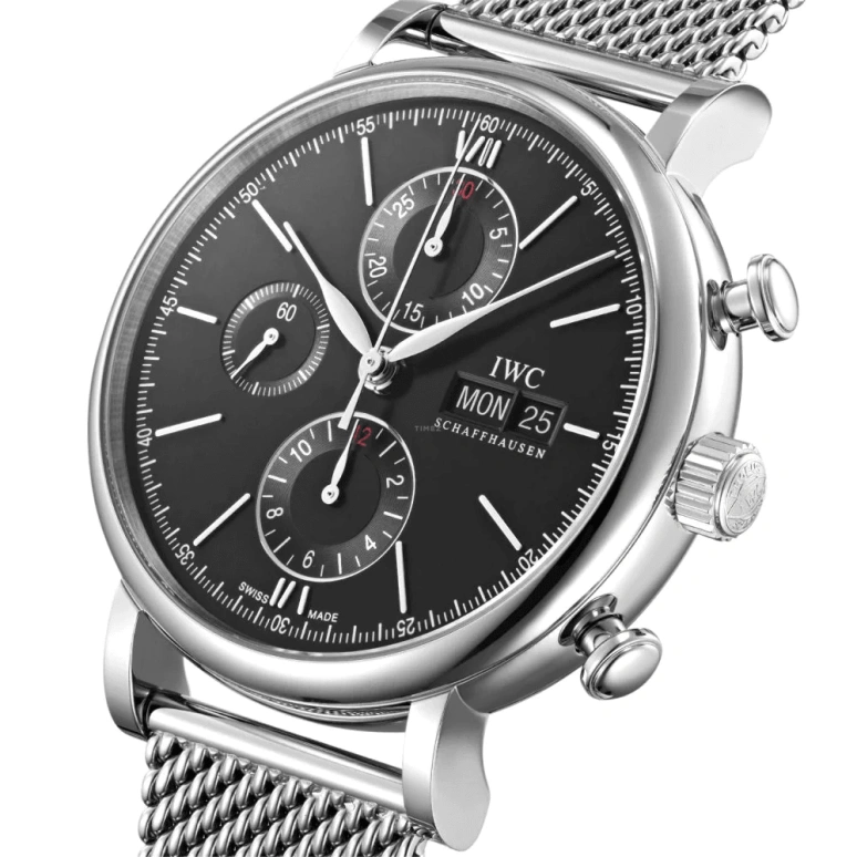 IWC,Portofino 42mm,42mm,Stainless Steel,Black,Automatic,Chronograph,Date,Day,IW391030