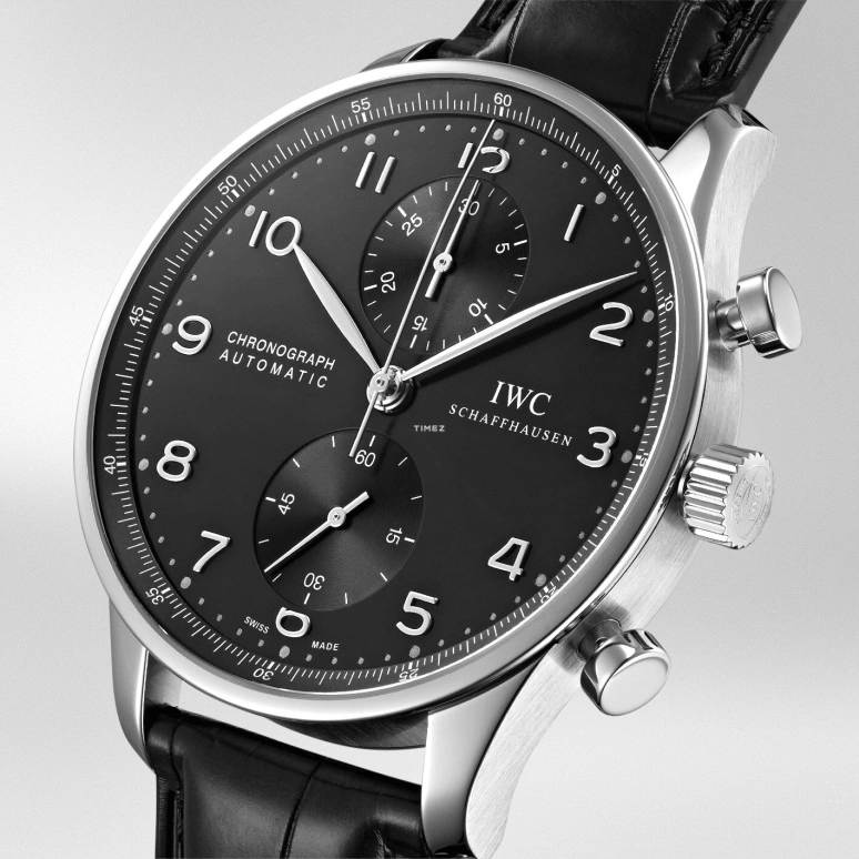 IWC,Portugieser 40.90mm,40.90mm,Stainless Steel,Black,Automatic,Chronograph,44hours,IW371447
