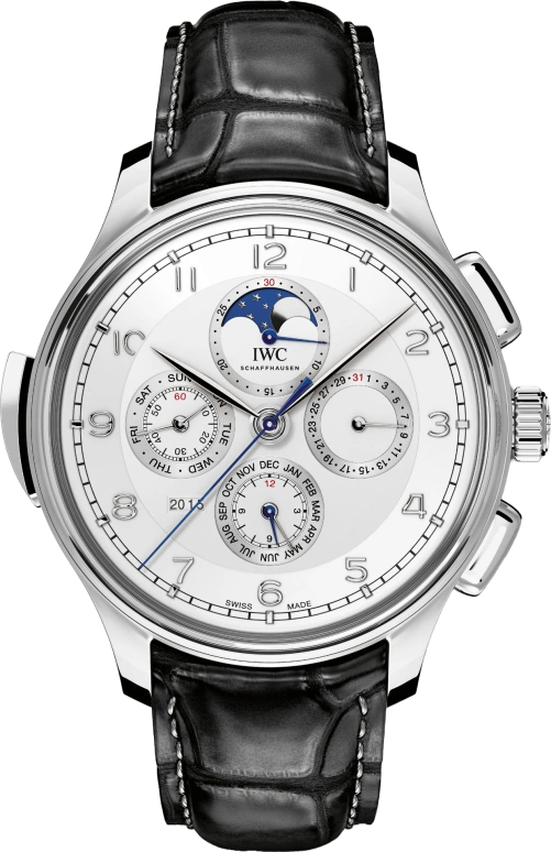 IWC,Portugieser 45mm,45mm,Platinum,Silver,Automatic,Chronograph,Moonphase,Perpetual Calendar,Month,44hours,In-house Caliber,IW377601
