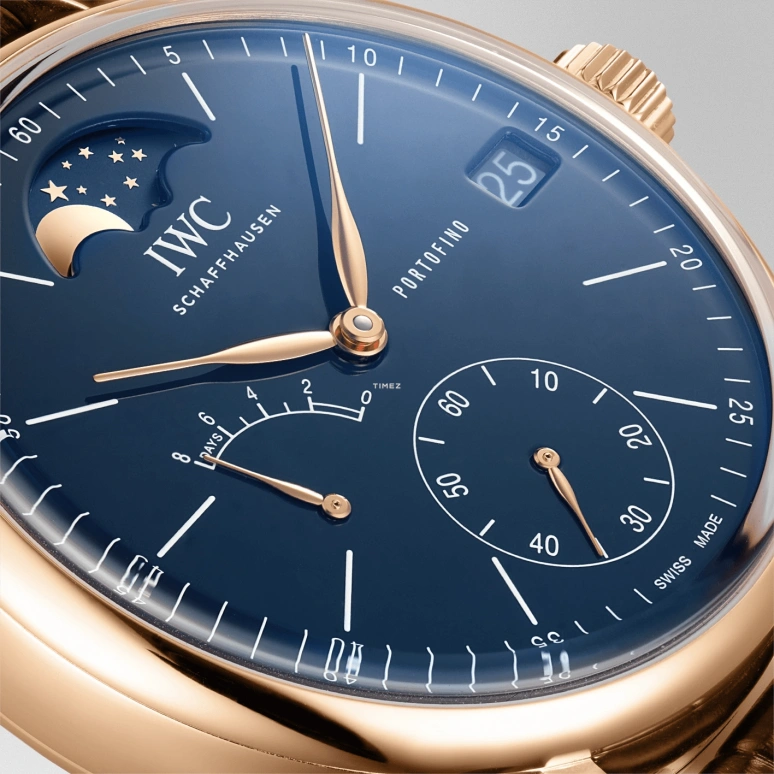 IWC,Portofino 45mm,45mm,Red Gold,Blue,Handwound,Moonphase,Day,Power Reserve Indicator,IW516407