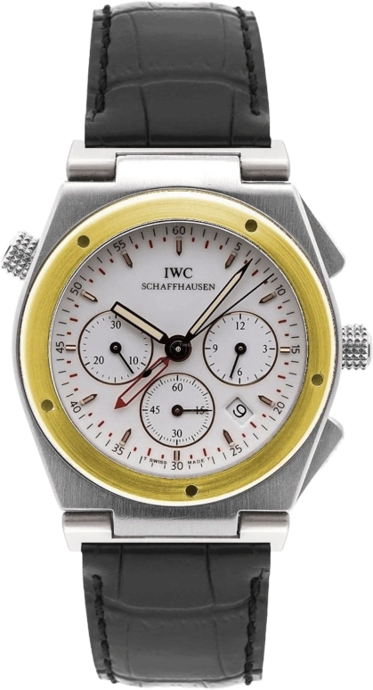 IWC,Ingenieur 34mm,34mm,Yellow Gold,Stainless Steel,White,Quartz,Chronograph,Date,Alarm,IW381504