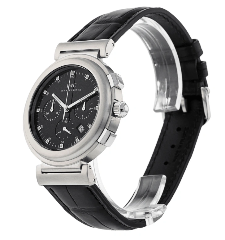 IWC,Da Vinci 37mm,37mm,Stainless Steel,Black,Quartz,Chronograph,Day,IW372806