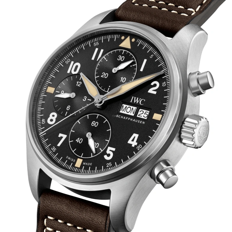IWC,Pilot 41.10mm,41.10mm,Stainless Steel,Black,Automatic,Chronograph,Date,Day,Anti-magnetic,48hours,In-house Caliber,IW387903