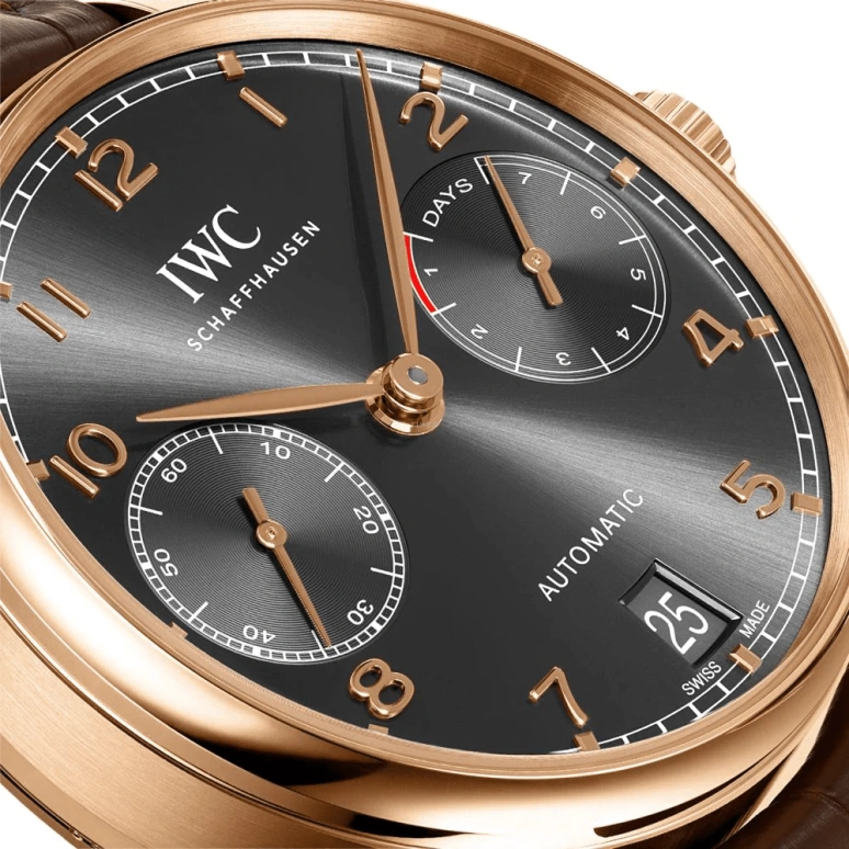 IWC,Portugieser 42.30mm,42.30mm,Red Gold,Grey,Automatic,Chronograph,Date,Power Reserve Indicator,IW500702
