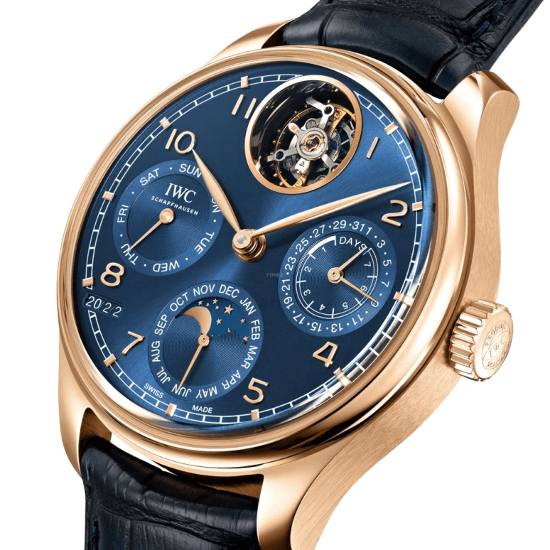 IWC,Portugieser 45mm,45mm,Armor Gold,Blue,Automatic,Moonphase,Perpetual Calendar,Month,Date,168hours,In-house Caliber,IW504504