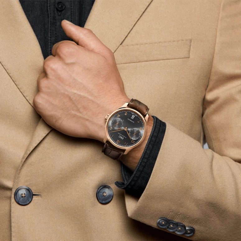 IWC,Portugieser 42.30mm,42.30mm,Red Gold,Grey,Automatic,Chronograph,Date,Power Reserve Indicator,IW500702