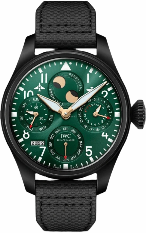 IWC,Big Pilot 46.50mm,46.50mm,Titanium,Ceramic,Green,Automatic,Moonphase,Perpetual Calendar,Month,Date,168hours,In-house Caliber,IW503005