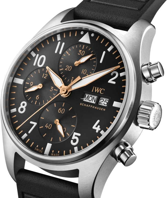 IWC,Pilot 41mm,41mm,Stainless Steel,Black,Automatic,Chronograph,Date,Day,IW388116