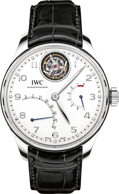 IWC,Portugieser 44.20mm,44.20mm,Platinum,Silver,Automatic,Date,Power Reserve Indicator,Tourbillon Escapement,Flyback,168hours,In-house Caliber,IW504601