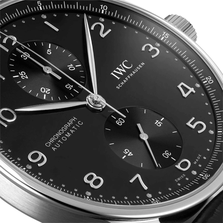 IWC,Portugieser 41mm,41mm,Stainless Steel,Black,Automatic,Chronograph,Column Wheel,IW371609