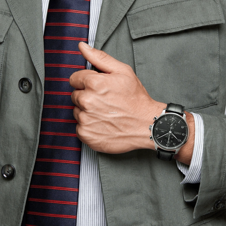 IWC,Portugieser 40.90mm,40.90mm,Stainless Steel,Black,Automatic,Chronograph,44hours,IW371447