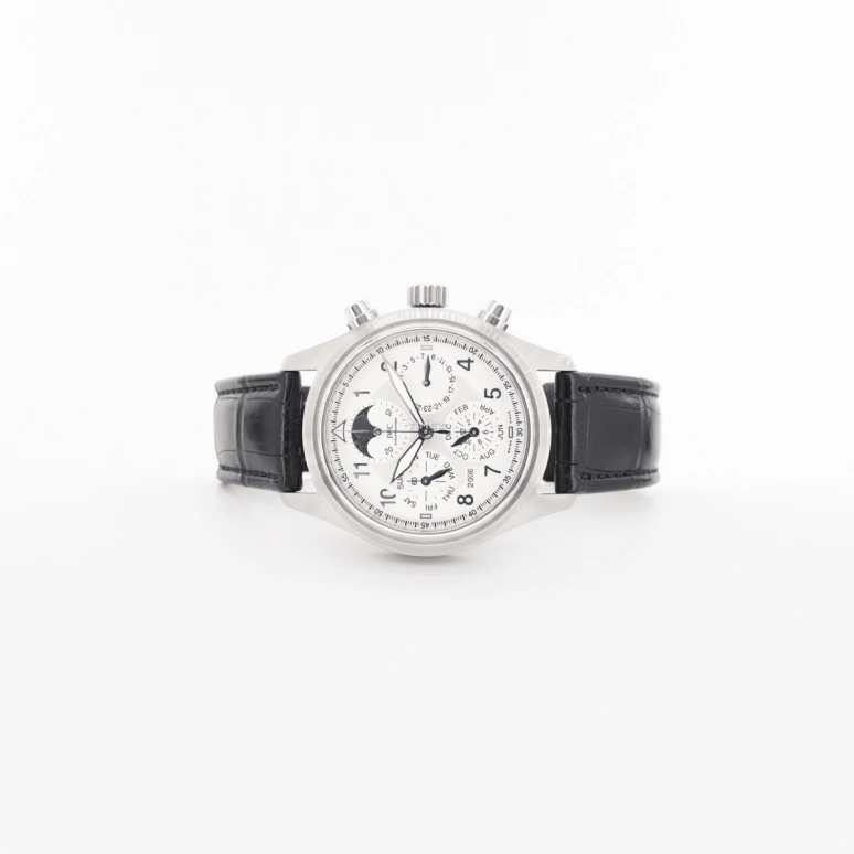 IWC,Pilot 42mm,42mm,Stainless Steel,Silver,Automatic,Chronograph,Moonphase,Perpetual Calendar,Month,44hours,In-house Caliber,IW375705