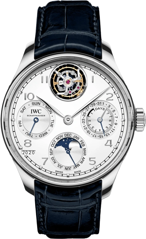 IWC,Portugieser 45mm,45mm,Platinum,Silver White,Automatic,Moonphase,Perpetual Calendar,Month,Date,168hours,In-house Caliber,IW504505