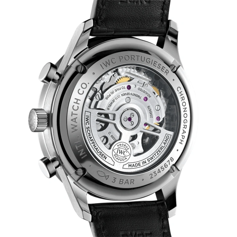 IWC,Portugieser 41mm,41mm,Stainless Steel,Black,Automatic,Chronograph,Column Wheel,IW371609