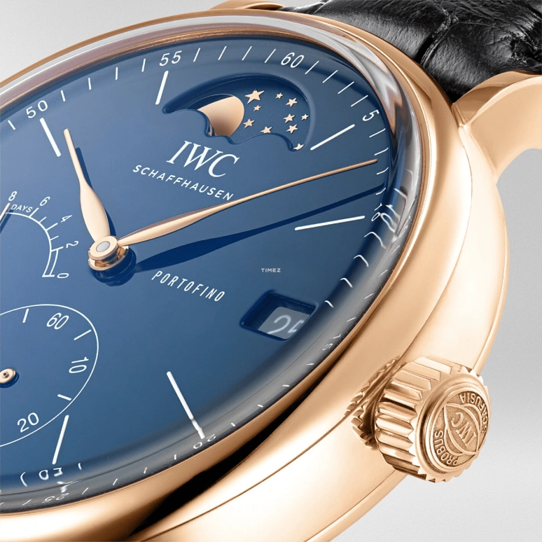 IWC,Portofino 45mm,45mm,Red Gold,Blue,Handwound,Moonphase,Day,Power Reserve Indicator,IW516407