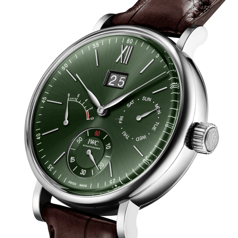 IWC,Portofino 45mm,45mm,Stainless Steel,Green,Handwound,Day,Power Reserve Indicator,Big Date,IW516205